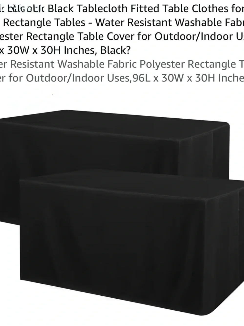 8 ft Black Fitted Tablecloth